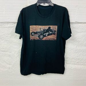 Unbranded Black old fashioned race car Graphic T-Shirt size medium